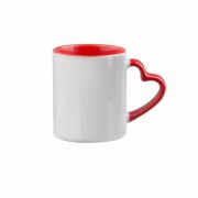Taza Sublimación Corazón Interior y Asa Roja