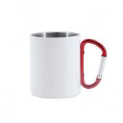 Taza Sublimación Acero Blanca con Asa de Mosquetón